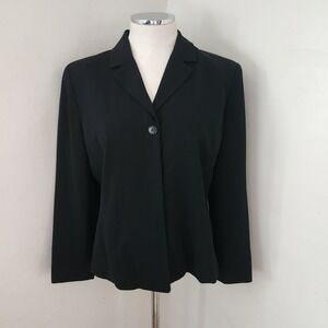 Vintage Ann Taylor Loft Womens Black Single Button Blazer Jacket Petite 14P